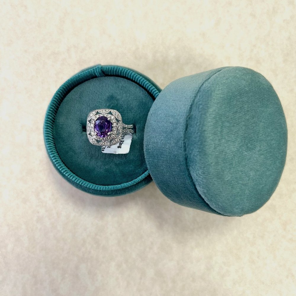 Sapphire & Diamond Art Deco Ring